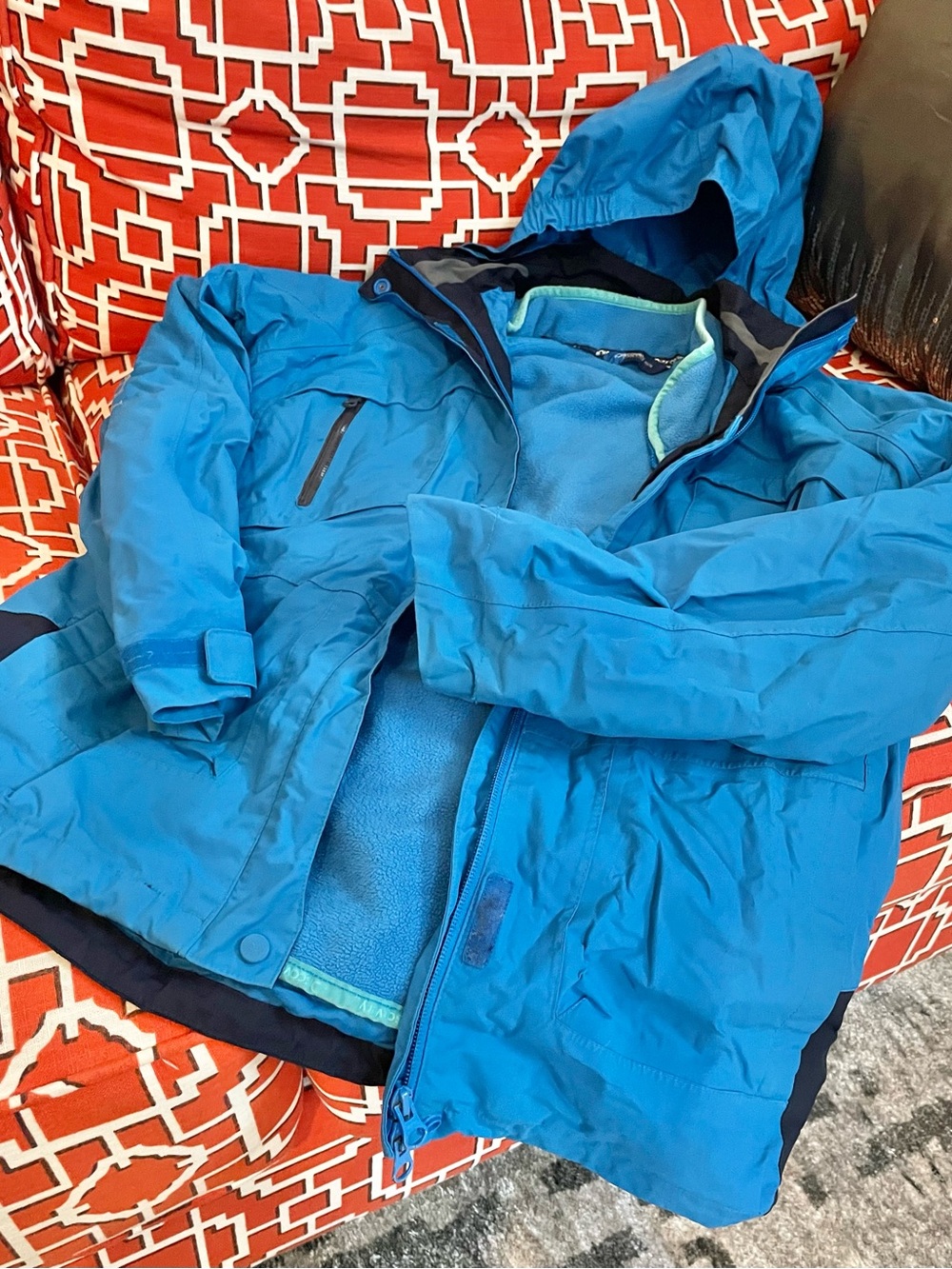 Discovery Bright Blue Kids' Waterproof Hooded 3 in 1 winter coat